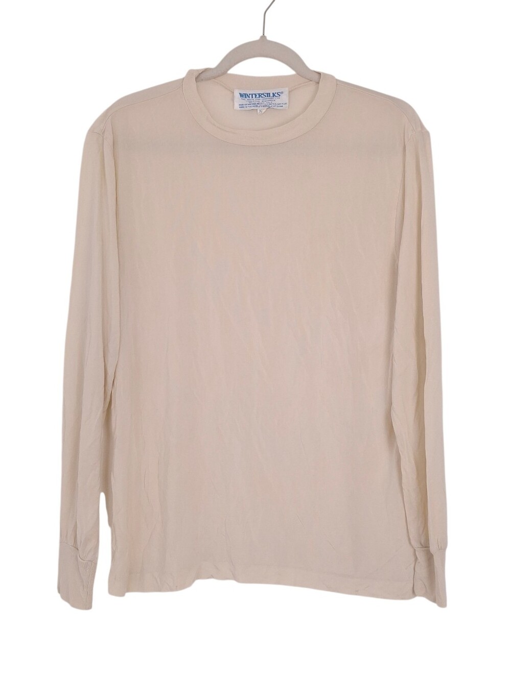 Wintersilks silk base layer top long sleeve lightweight outdoor layering ivory